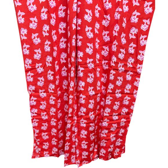 Candace Cameron Bure 1XP Floral Wide Leg Pants Stretchy Modal Spandex Red - Picture 5 of 9